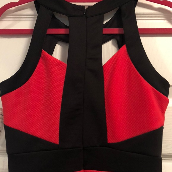 Coral and Black Mini Dress - Picture 3 of 5